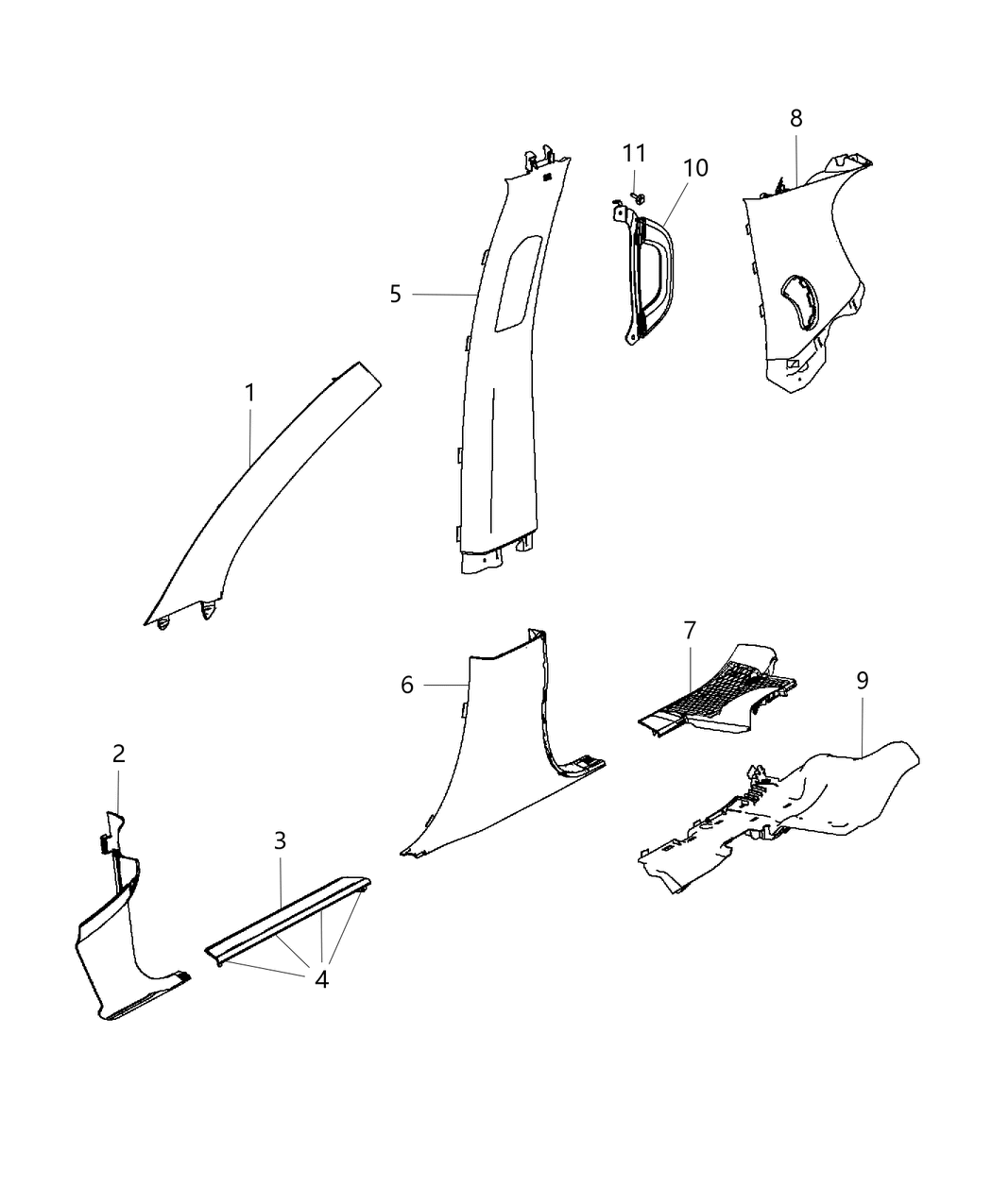 Mopar 1NS88BD3AB Handle Grab On Upper B - Pillar Trim