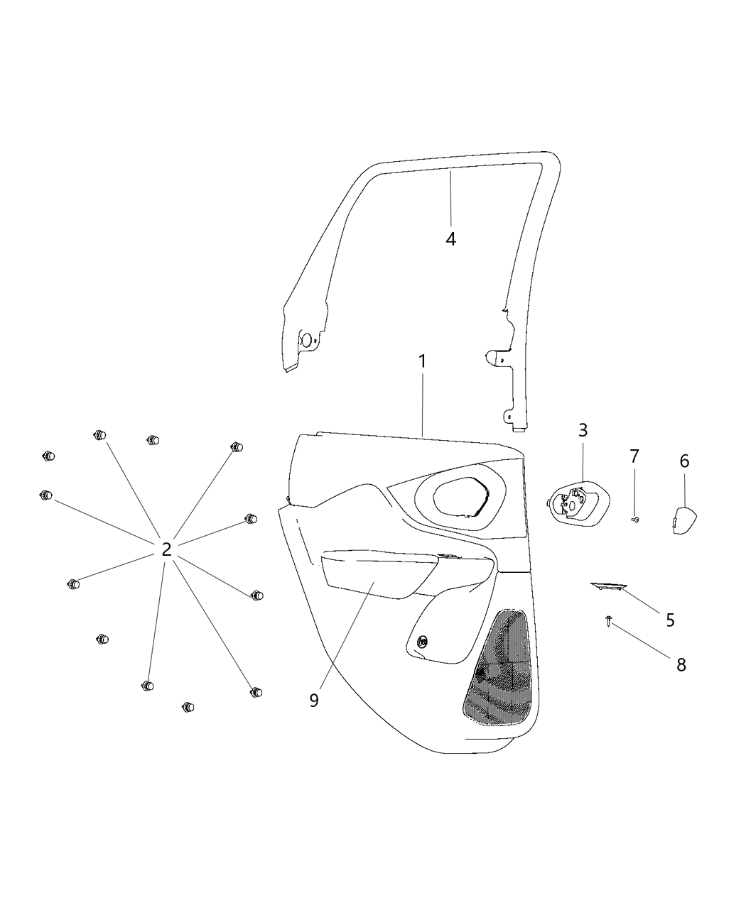 Mopar 1UJ232X9AA Panel Assembly Rear Door Trim