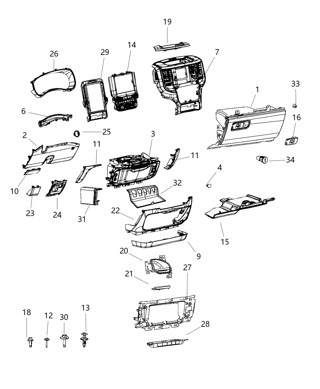 Mopar 6PR22TX7AA Bin Instrument Panel Lower