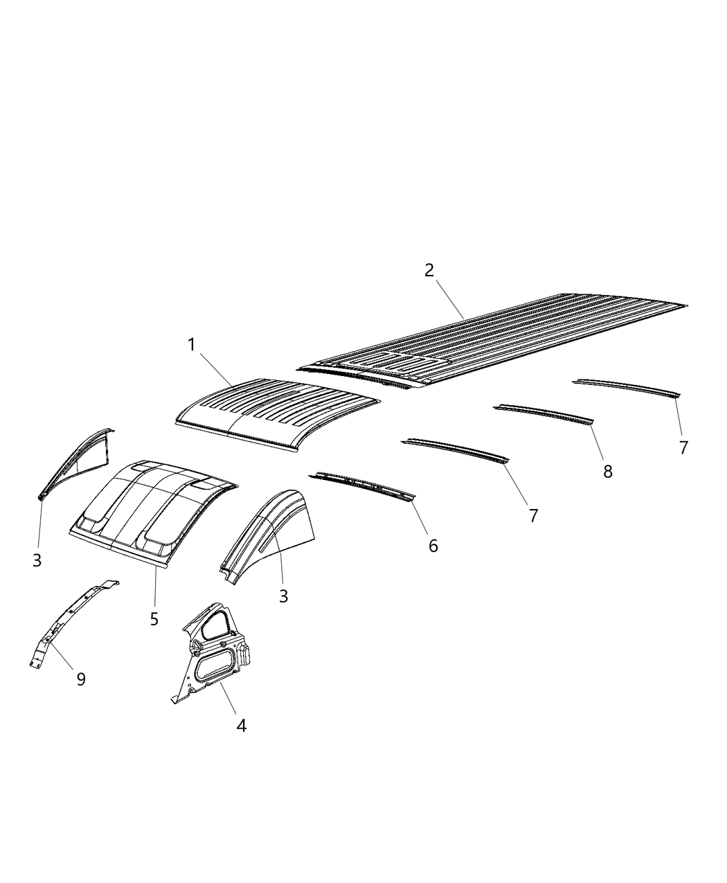Mopar 68134085AA Panel Roof Side
