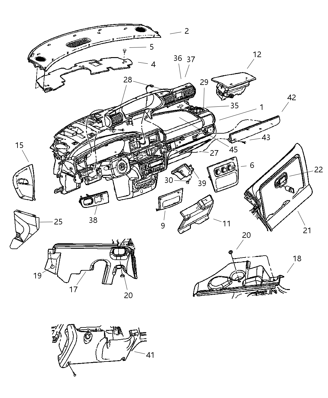Mopar 4595691AD Reinforcement, Instrument Panel Serviced In Instrument Panel