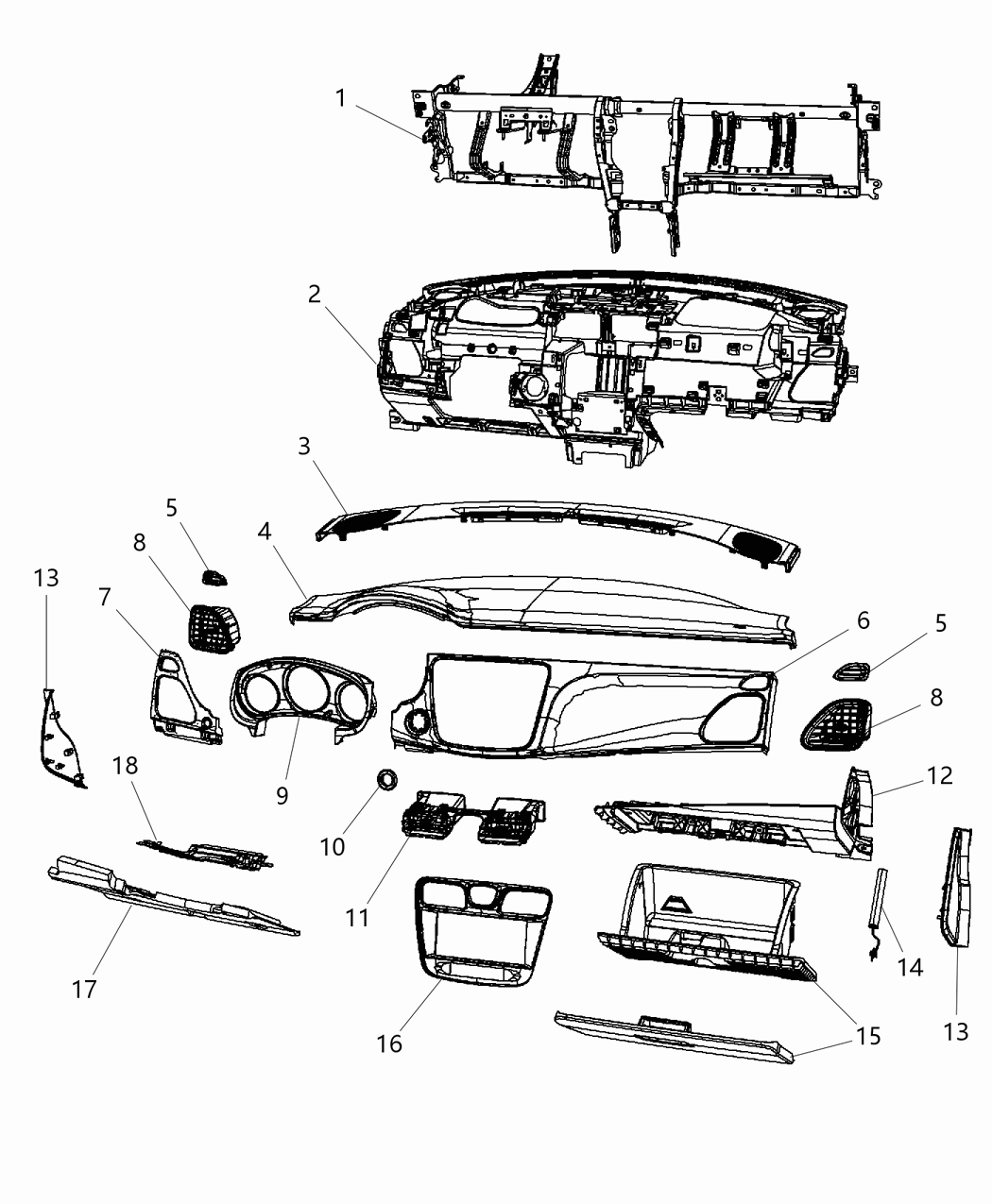 Mopar 5NC301XPAA Bezel Instrument Panel Center