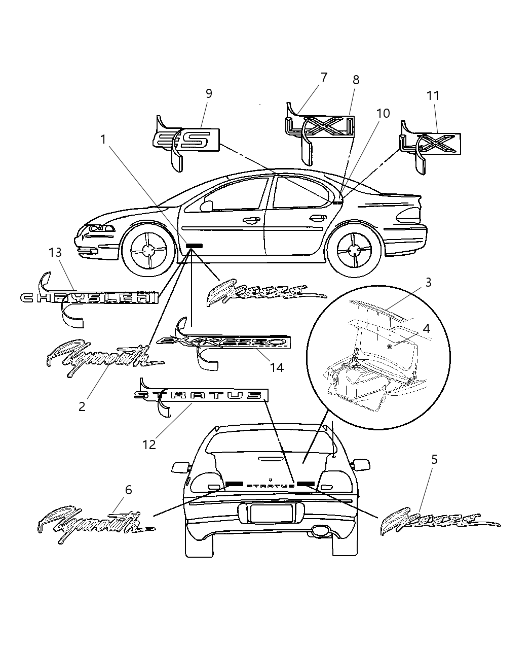 Mopar 4805496AA Applique Deck Lid