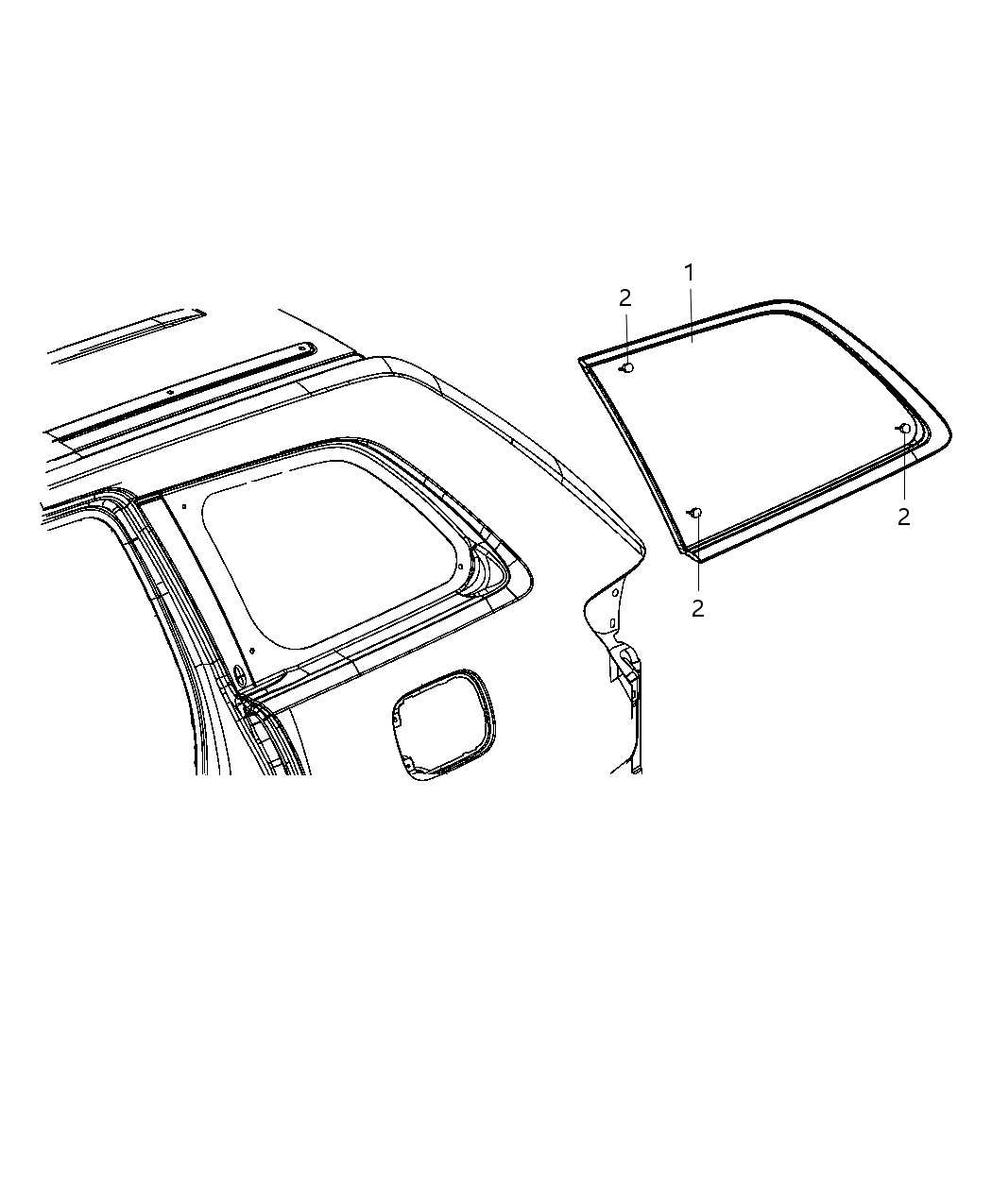 Mopar 68081519AA Glass Quarter Window