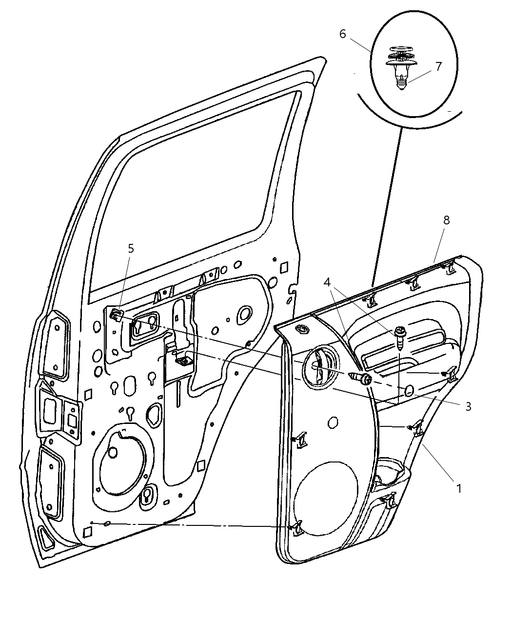 Mopar 5GF201L5AQ Panel Rear Door Trim Includes Door Handle