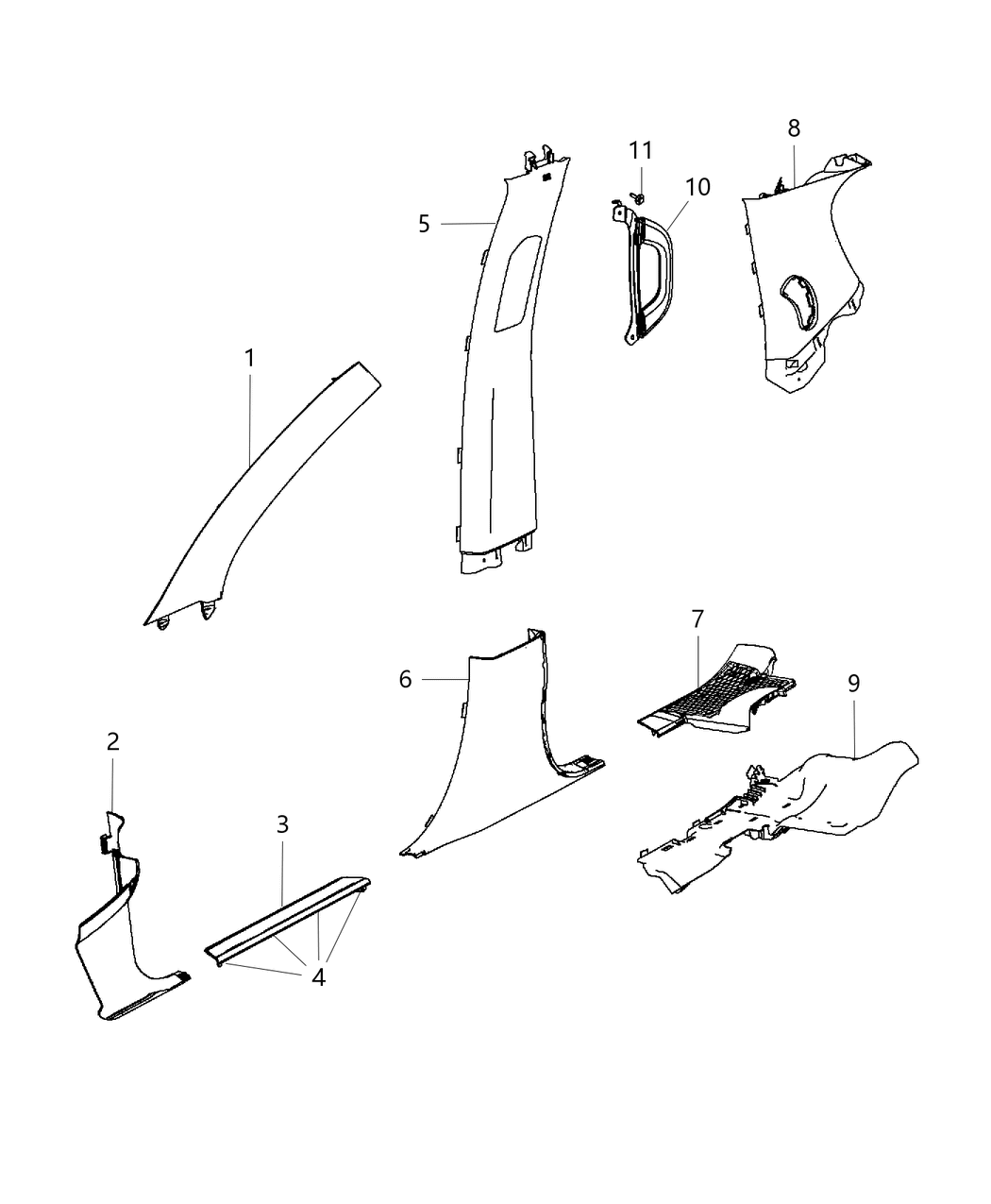 Mopar 1NS88DX9AB Handle Grab On Upper B - Pillar Trim