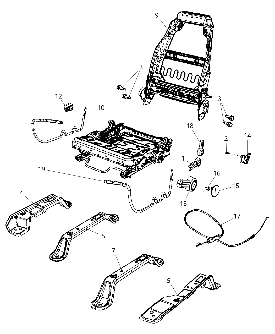 Mopar 68003072AB Riser Seat Left Inboard