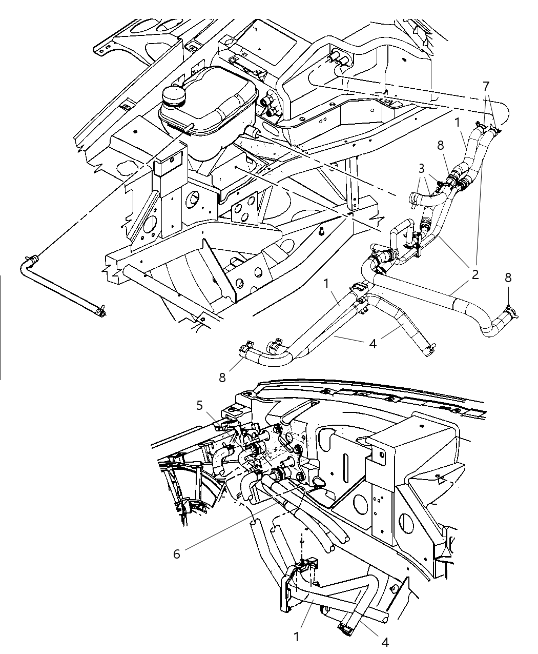Mopar 5030734AB Hose Heater Return Tube To Bottle Includes: Clamps
