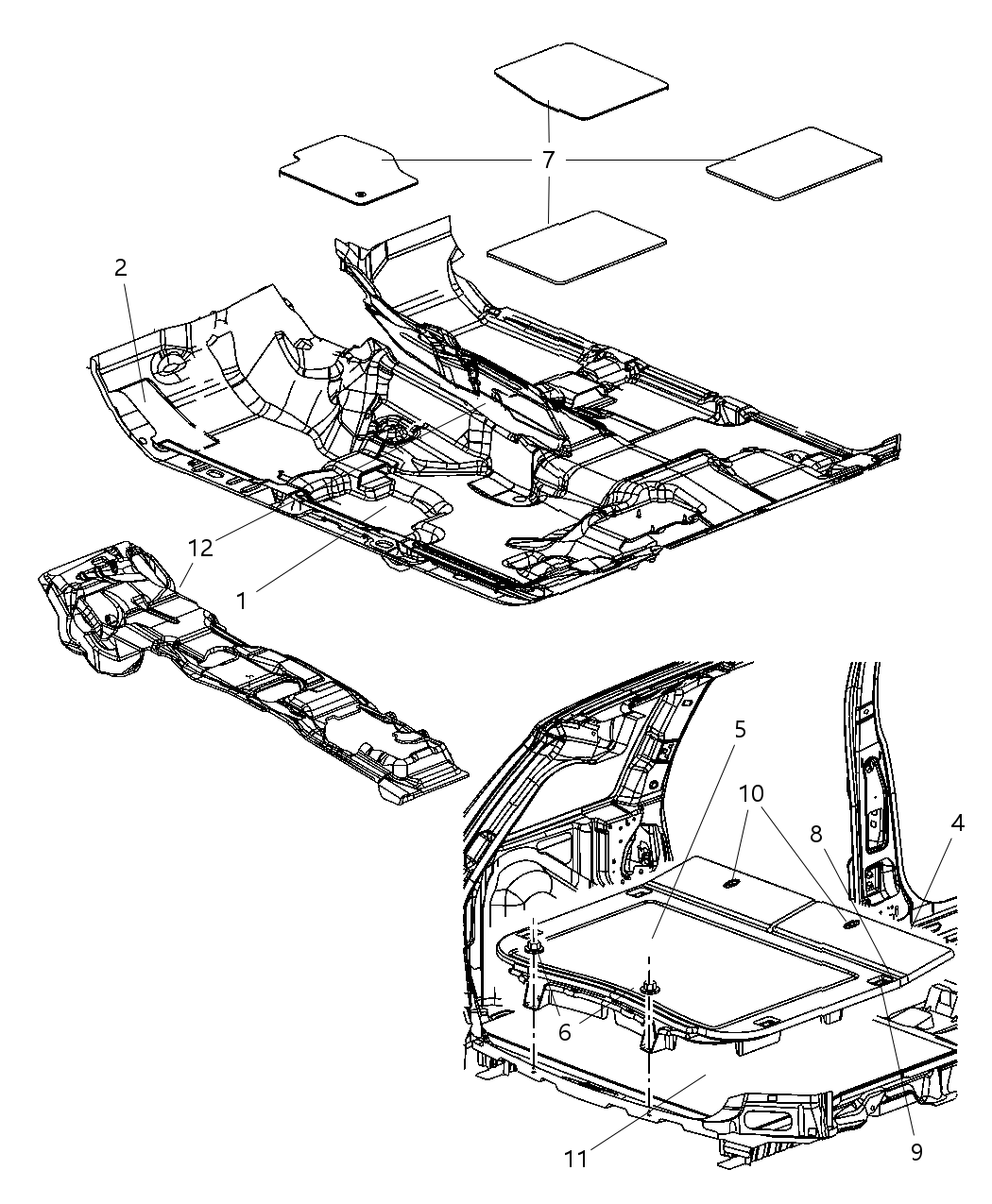 Mopar 68028211AA Bezel Load Floor Latch