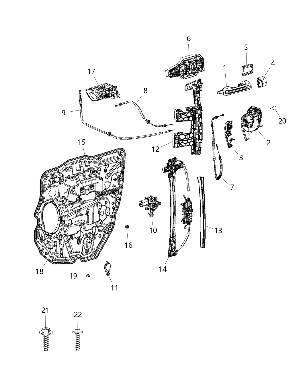 Mopar 68388930AA Panel Carrier Plate Rear Door, Passenger Side