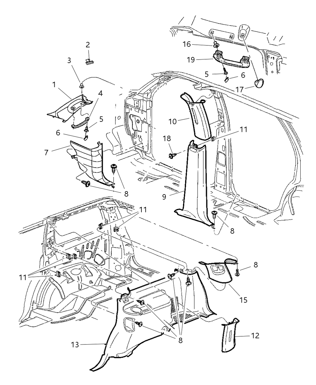 Mopar 5GP31WL5AB Molding D Pillar