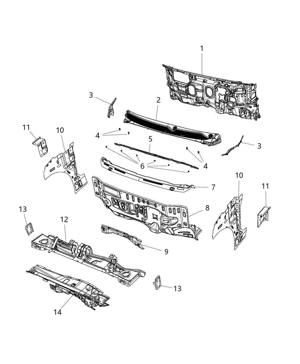 Mopar 68227595AA Plenum Panel Bracket