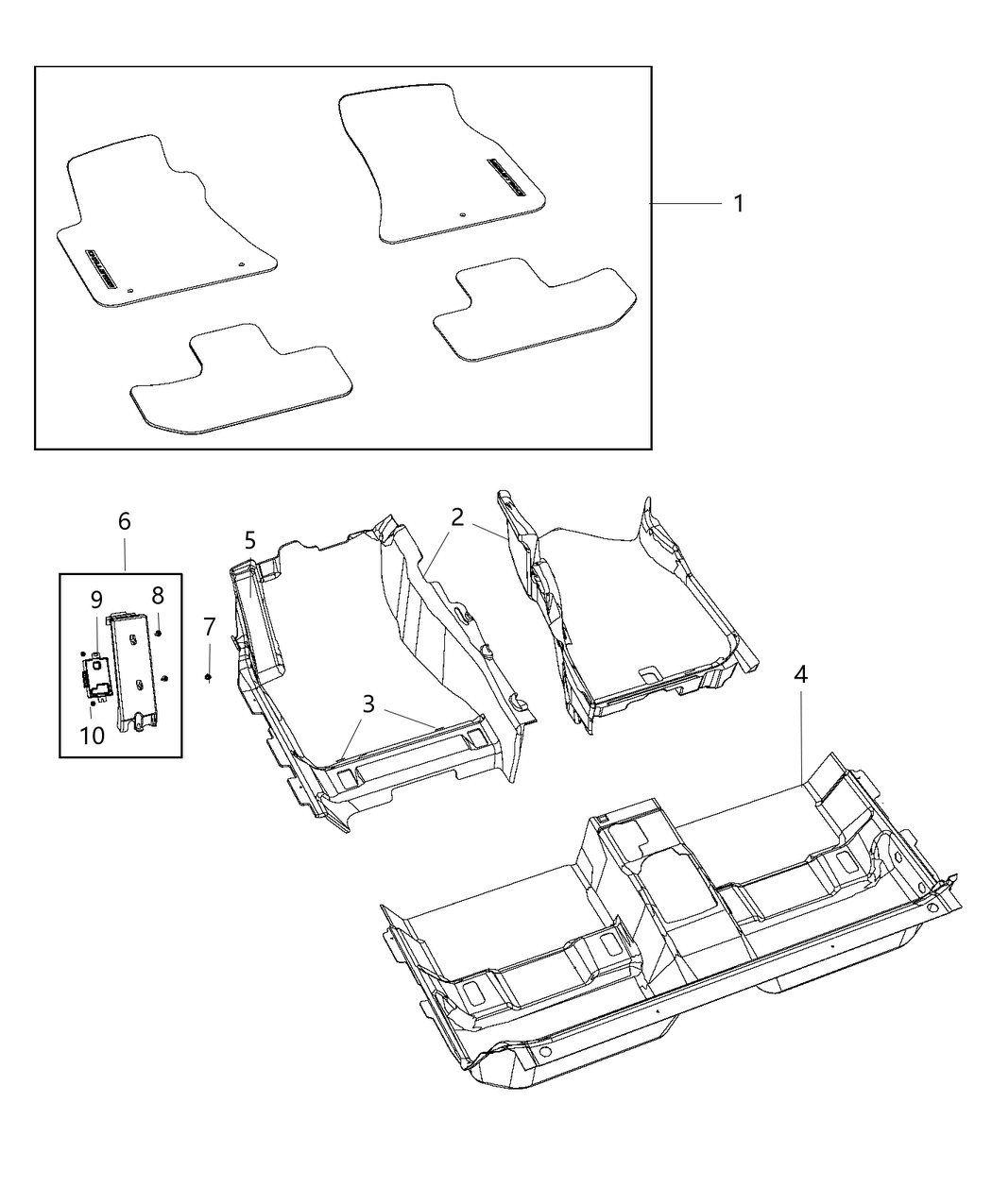Mopar 5SG29DX9AB Mat Kit Floor Front And Rear