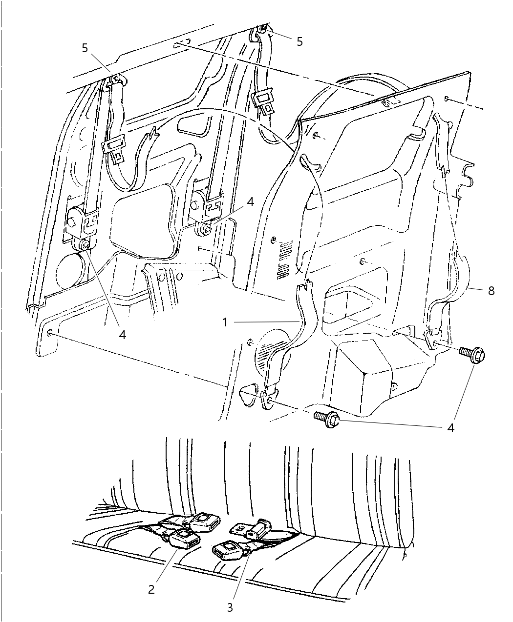 Mopar 5EX58SP8 Seat Belt, Buckle & Buckle, Rear