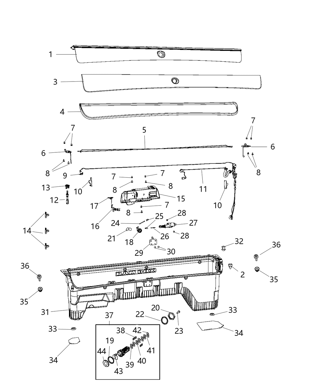 Mopar 68144152AD Housing Push Button Ram Box Lock Cylinder
