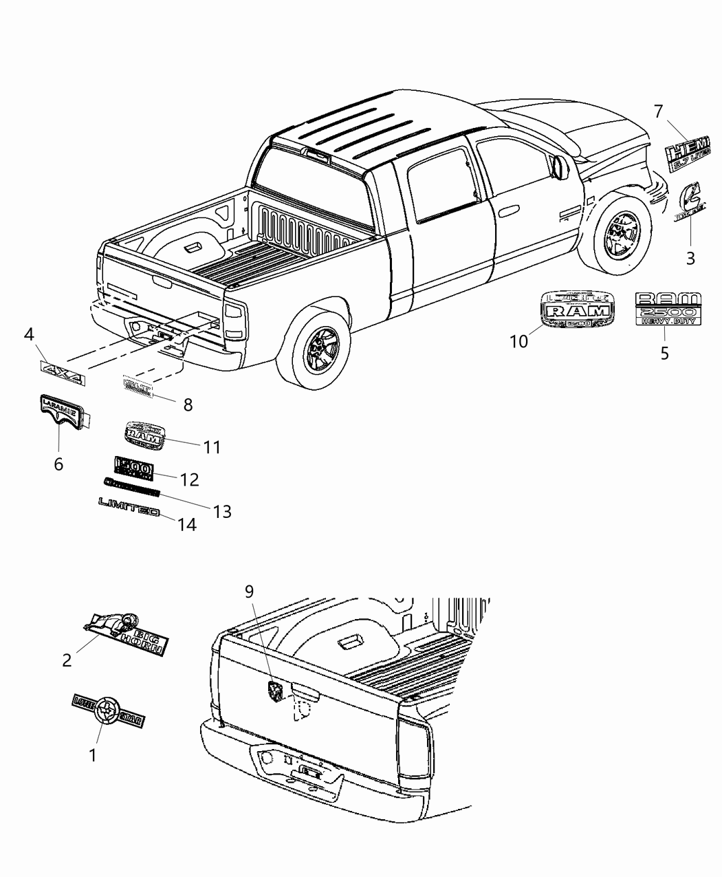 Mopar 68150006AA Nameplate Tailgate 1500 Head