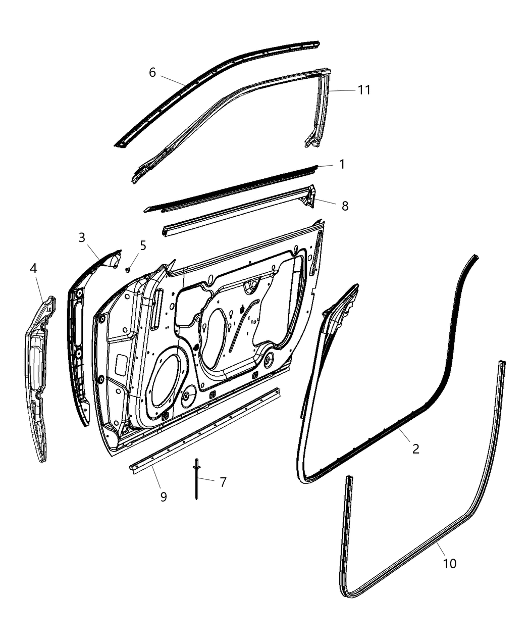 Mopar 5056275AB Weatherstrip Front Door Belt Inner