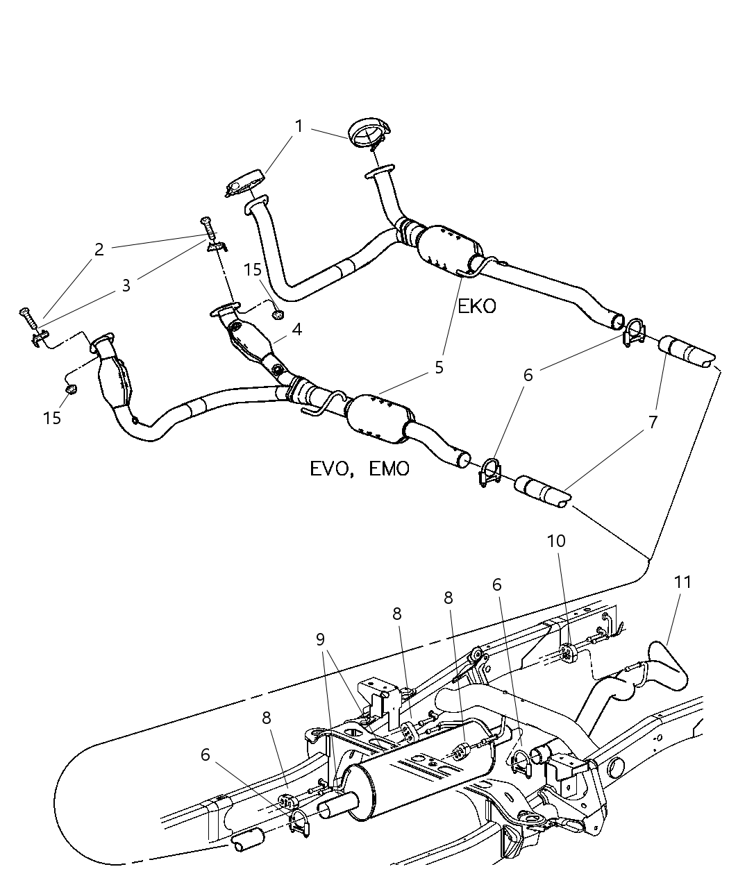 Mopar E0019369UF Muffler Exhaust Borla Dual Exhaust Daytona Package for 2005