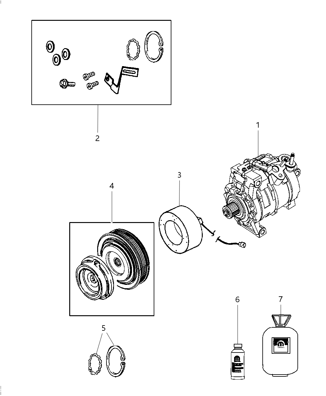 Mopar 2AMA6492AA Compressor A/C Complete