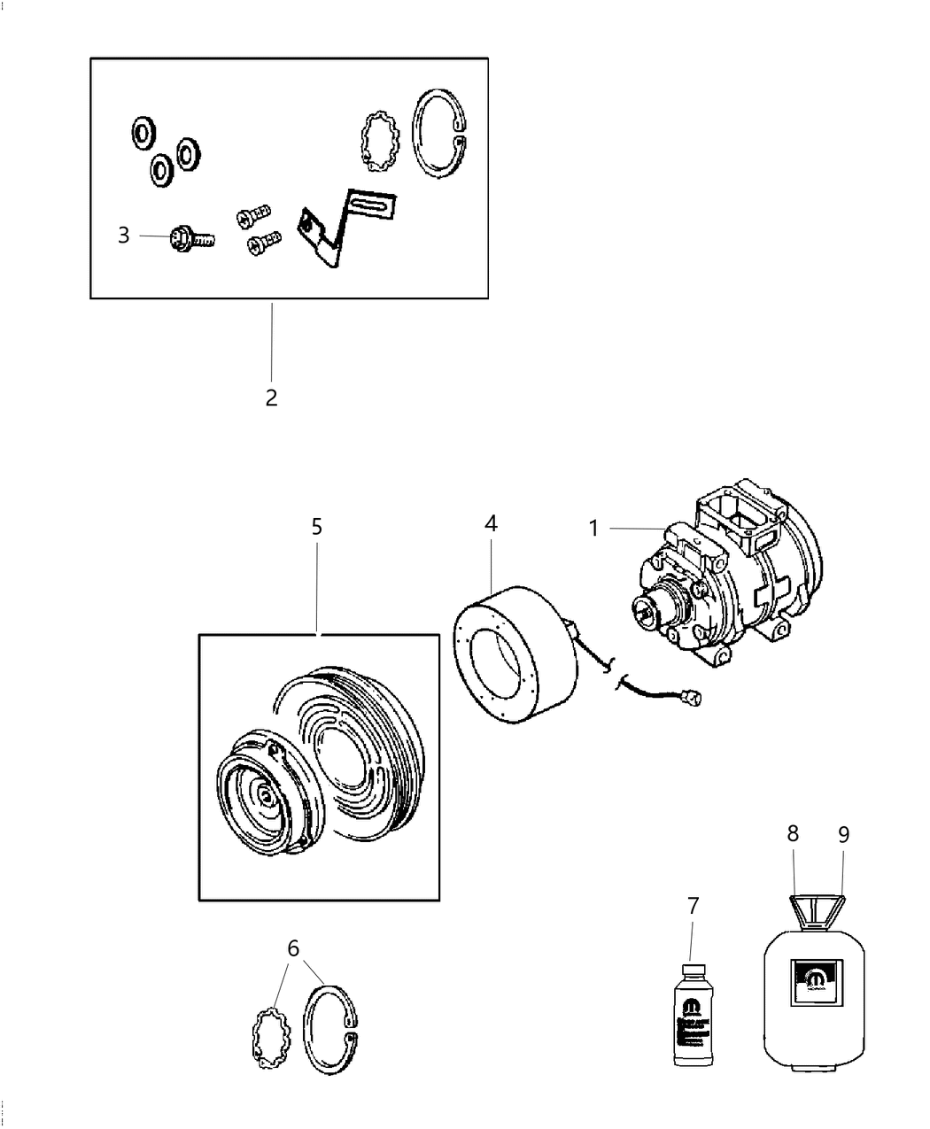 Mopar 68232649AA Snap Ring Kit A/C Clutch: Stator & Rotor Rings