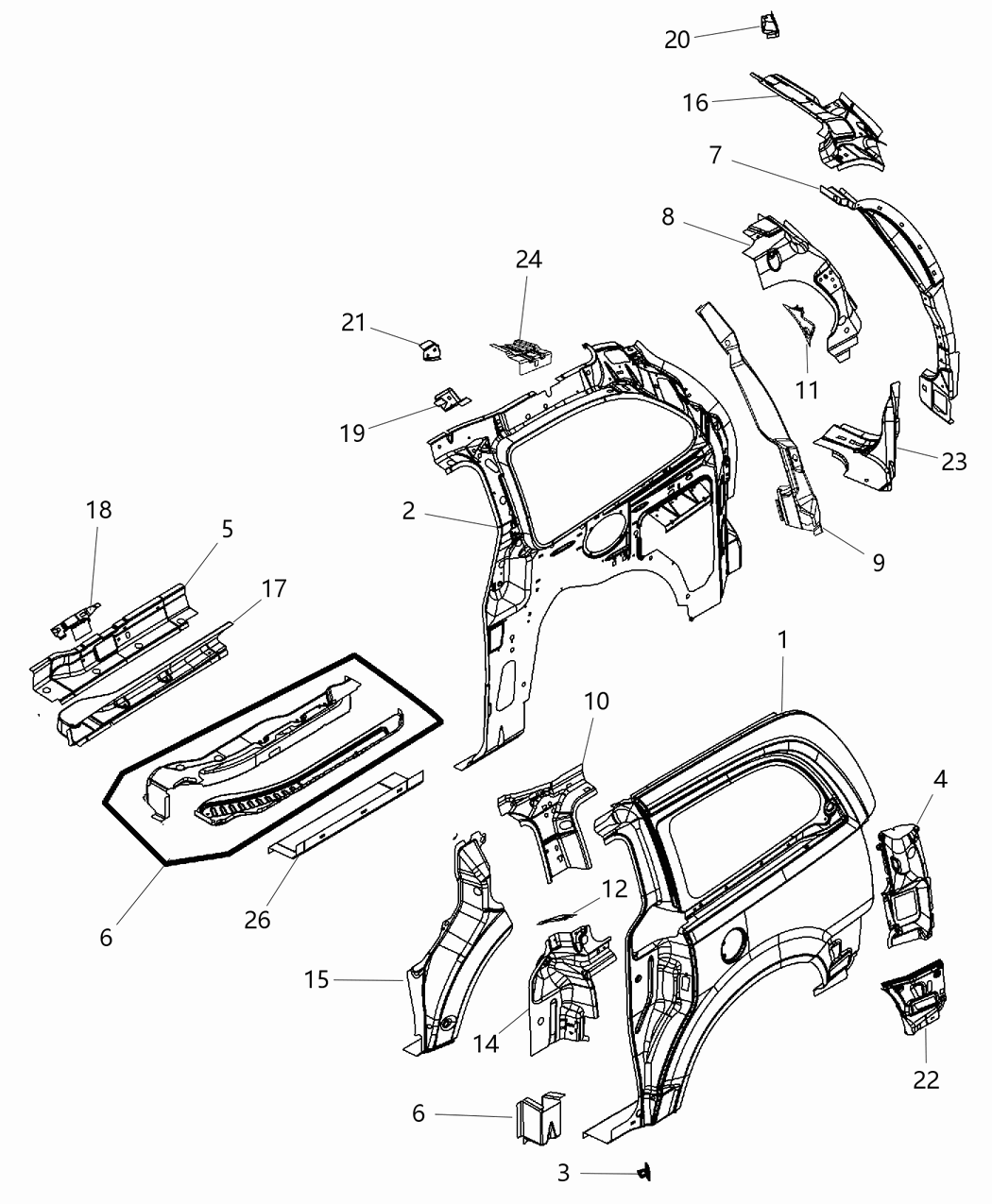 Mopar 5109522AB Baffle Body Seal Roof Rail