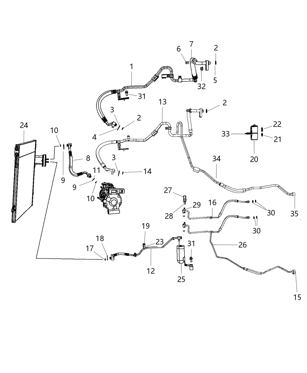 Mopar 68368970AA Clip Kit A/C Line Mounting