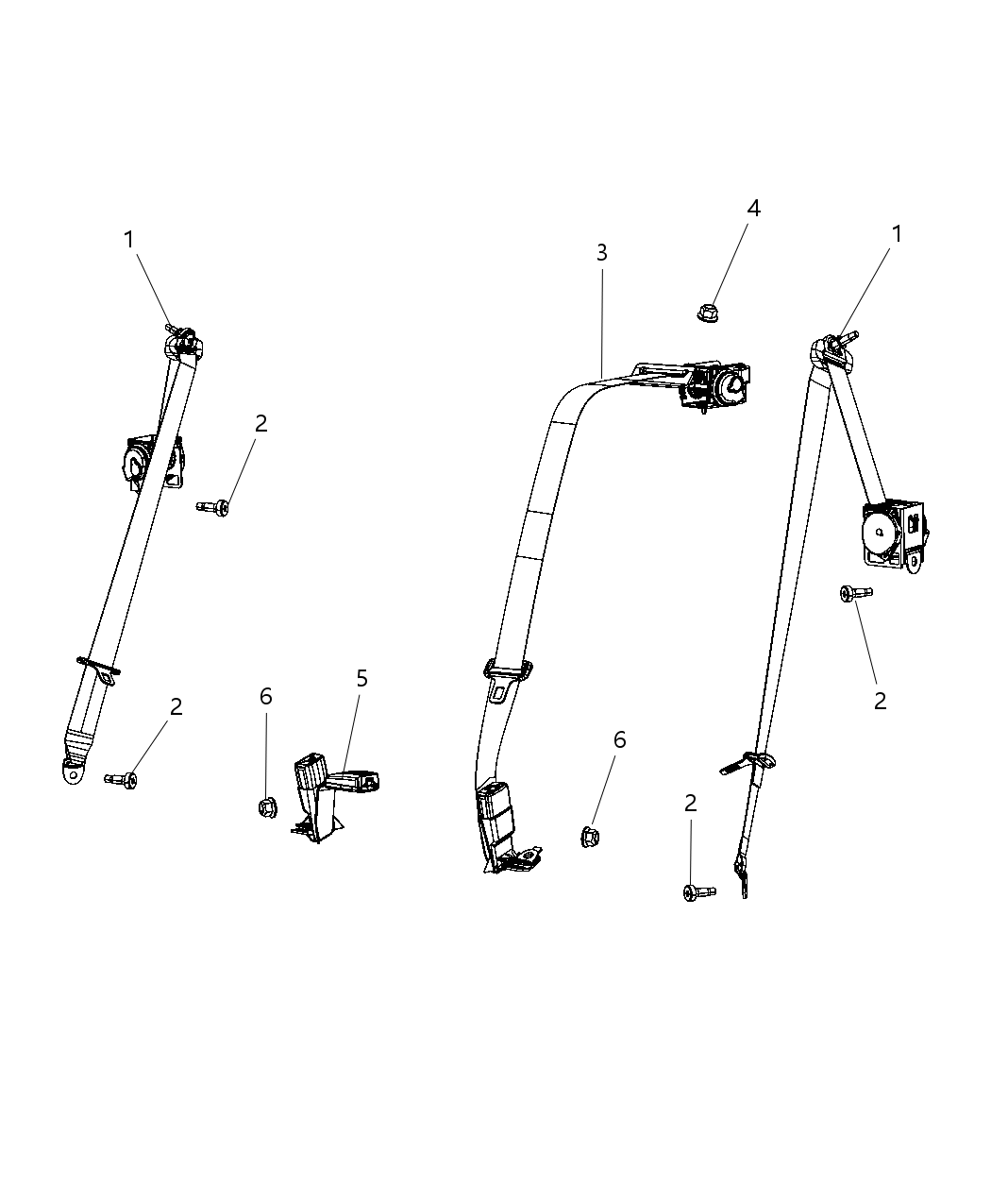 Mopar 1HU171T5AH Seat Belt 2ND Rear Center
