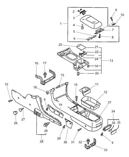 2000 Chrysler Sebring Coupe Console Diagram