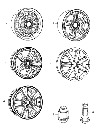 2011 Jeep Liberty Wheel Aluminum Diagram for 52125165AB