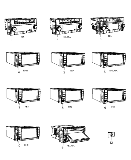 2011 Chrysler Town & Country Radio Am / Fm / Cd / Dvd / Hdd / Mp3 / Nav Diagram for 5064845AH