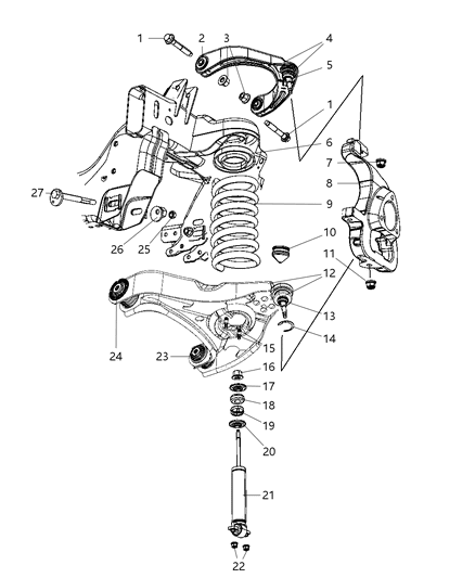 2008 Dodge Ram 2500 Upper Control Arm Bushing, Front Diagram for 52121589AA