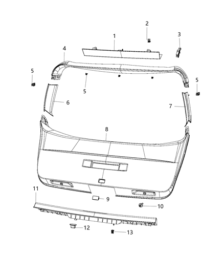 2009 Dodge Journey Scuff Plate, Beige, Rear Diagram for 1BE73DK7AB