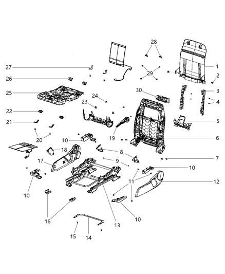 2012 Dodge Caliber Frame Front Seat Back Diagram for 68065748AA