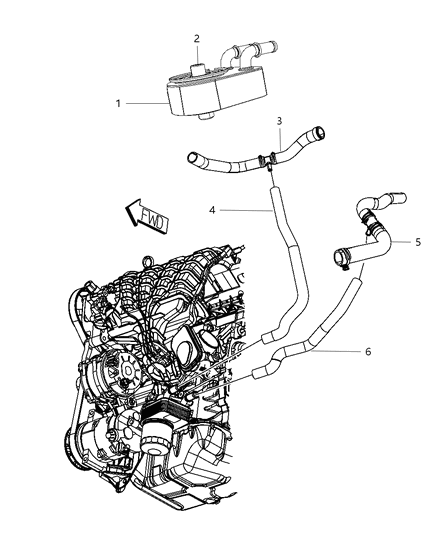 2011 Dodge Journey Engine Oil , Engine Oil Filter & Adapter And Housing , Oil Cooler & Hoses / Tubes Diagram 2 - Thumbnail
