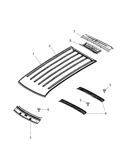 2011 Jeep Liberty Header Panel, Front Diagram for 55113074AA