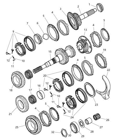 2000 Dodge Ram 2500 Regular Cab Gear Train of Manual Transmission Diagram 4 - Thumbnail