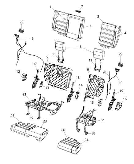 2012 Jeep Wrangler Rear Seat - Split Seat Diagram 4 - Thumbnail