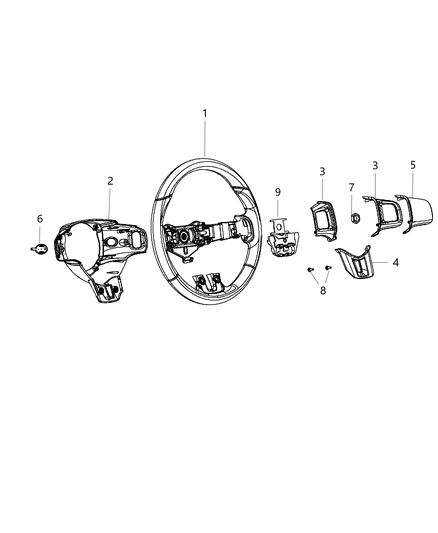 2013 Dodge Dart Wheel Steering Diagram for 1TL38DX9AF
