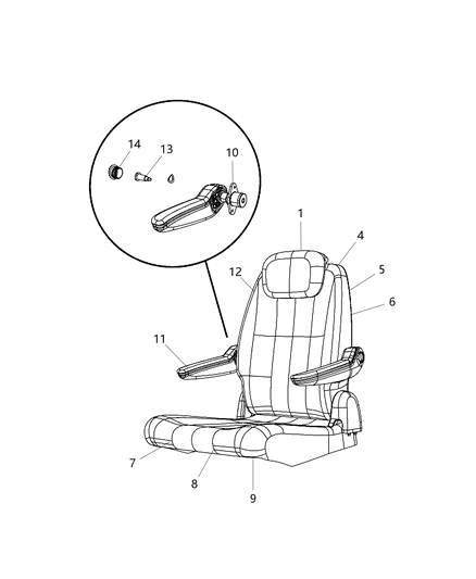 2011 Chrysler Town & Country Seat Cushion Pad, Center Diagram for 68101325AA