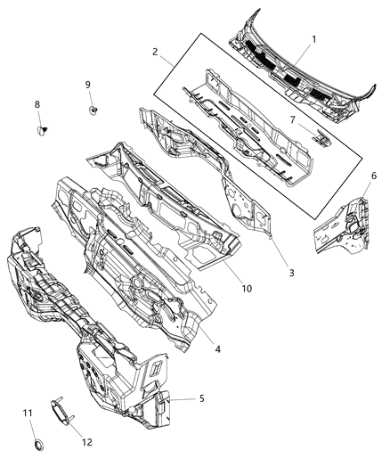 2017 Ram 3500 Pickup Cowl, Dash Panel & Related Parts Diagram