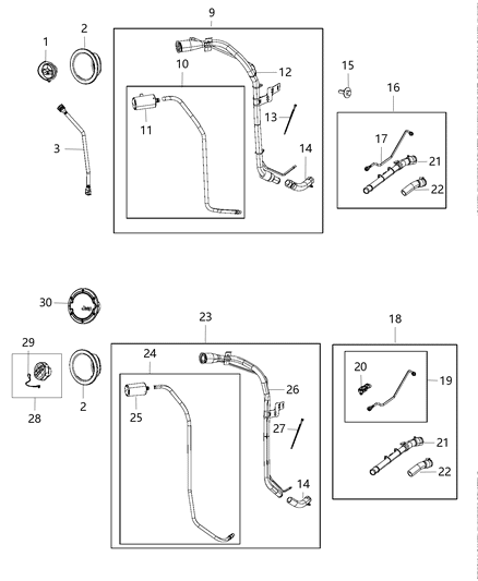 2013 Jeep Wrangler Cap Kit Fuel Tank Locking Diagram for 68045040AA