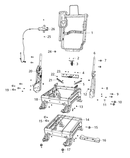 2019 Ram 1500 New Style Center Seat Frames And Hardware Diagram