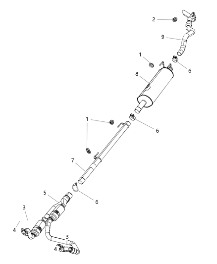 2019 Ram 3500 Pickup Exhaust System Diagram 1 - Thumbnail