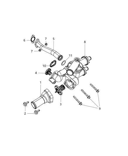 2012 Dodge Caliber Thermostat & Related Parts Diagram 1 - Thumbnail