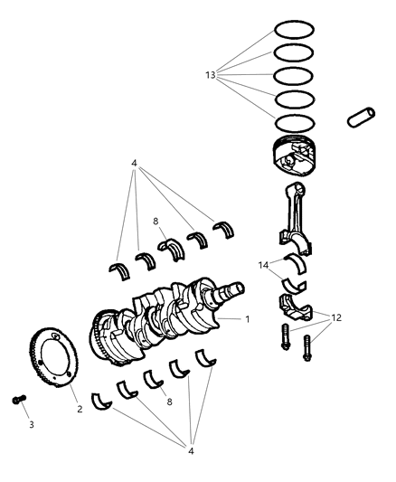 2005 Chrysler PT Cruiser Crankshaft , Piston , Torque Converter And Drive Plate Diagram 1 - Thumbnail