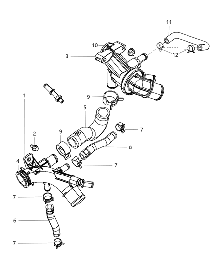 2008 Dodge Nitro Thermostat & Related Parts Diagram 1 - Thumbnail