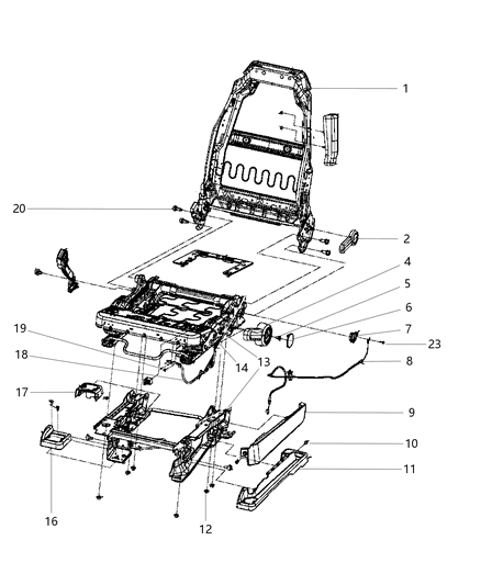 2011 Jeep Wrangler Handle Recliner Diagram for 1FL45DX9AA