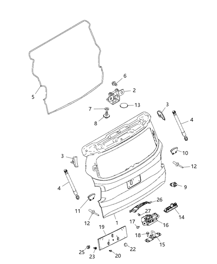 2018 Jeep Renegade Lock Actuator, Rear Diagram for 68399523AA