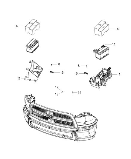 2019 Ram 3500 Pickup Tray And Support, Battery Diagram 2 - Thumbnail