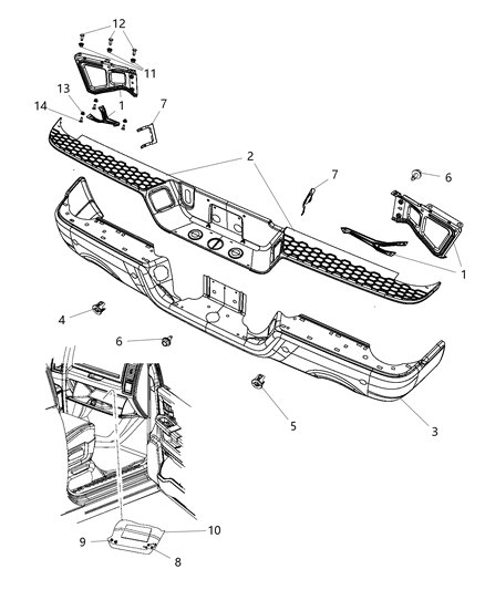 2013 Ram 3500 Pickup Bumper, Rear Diagram